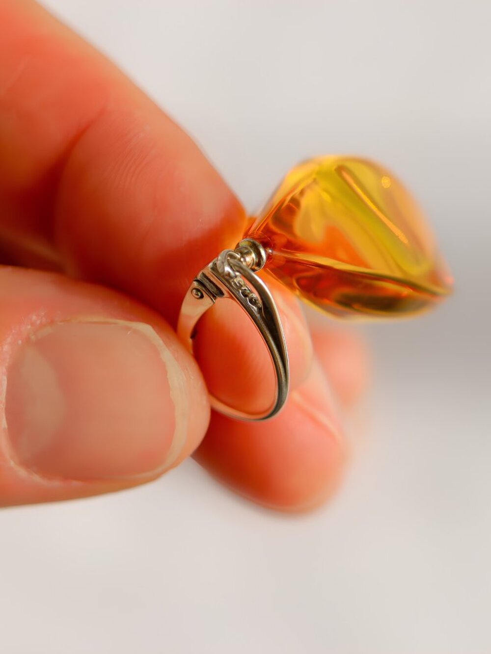 Honey Baltic Amber Dangle Earrings in Sterling Silver - Picture 6 of 6